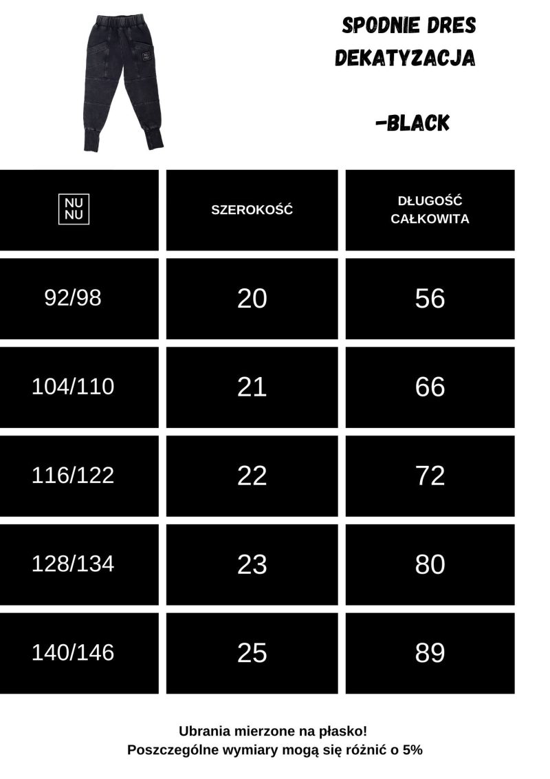 1 SPODNIE DRESOWE DEKATYZOWANE BLACK NUNU