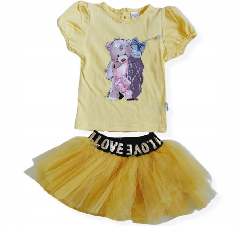 Żółty komplet z tiulową spódniczką