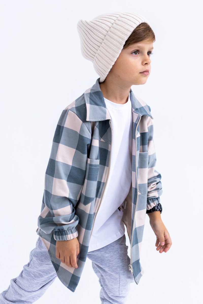 KOSZULA W KRATĘ PASTEL NIEBIESKO-BEŻOWA FUNKIDS