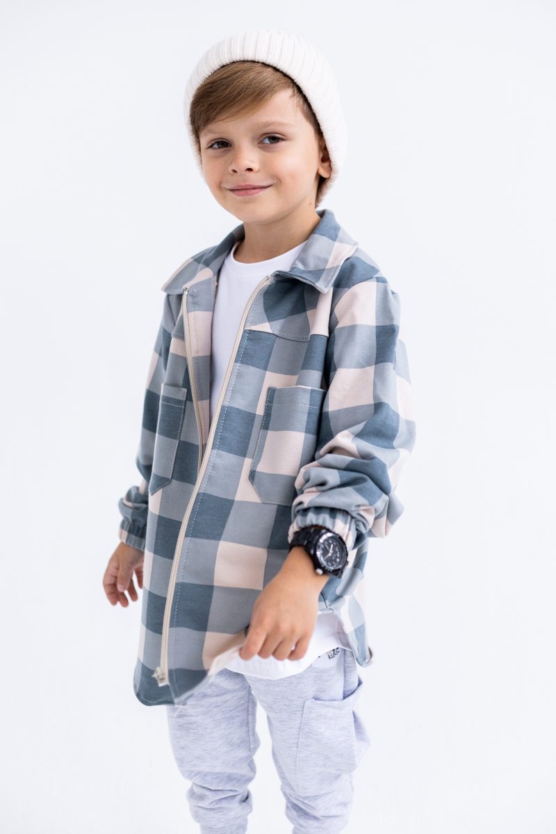 KOSZULA W KRATĘ PASTEL NIEBIESKO-BEŻOWA FUNKIDS