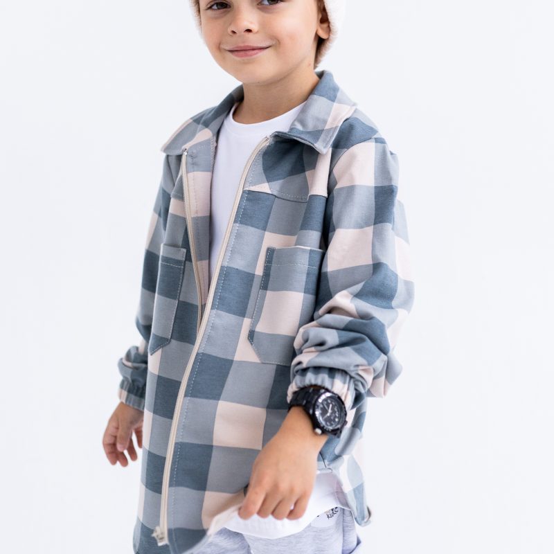 KOSZULA W KRATĘ PASTEL NIEBIESKO-BEŻOWA FUNKIDS