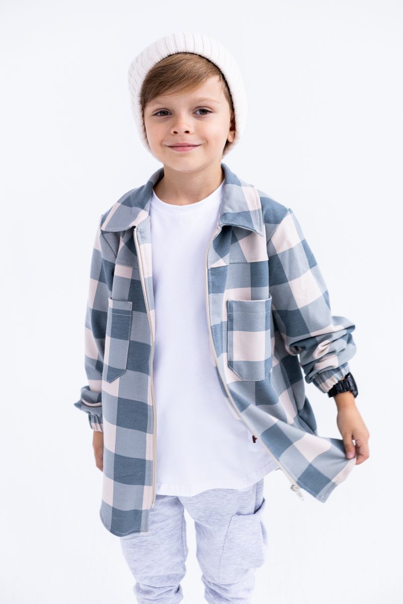 KOSZULA W KRATĘ PASTEL NIEBIESKO-BEŻOWA FUNKIDS