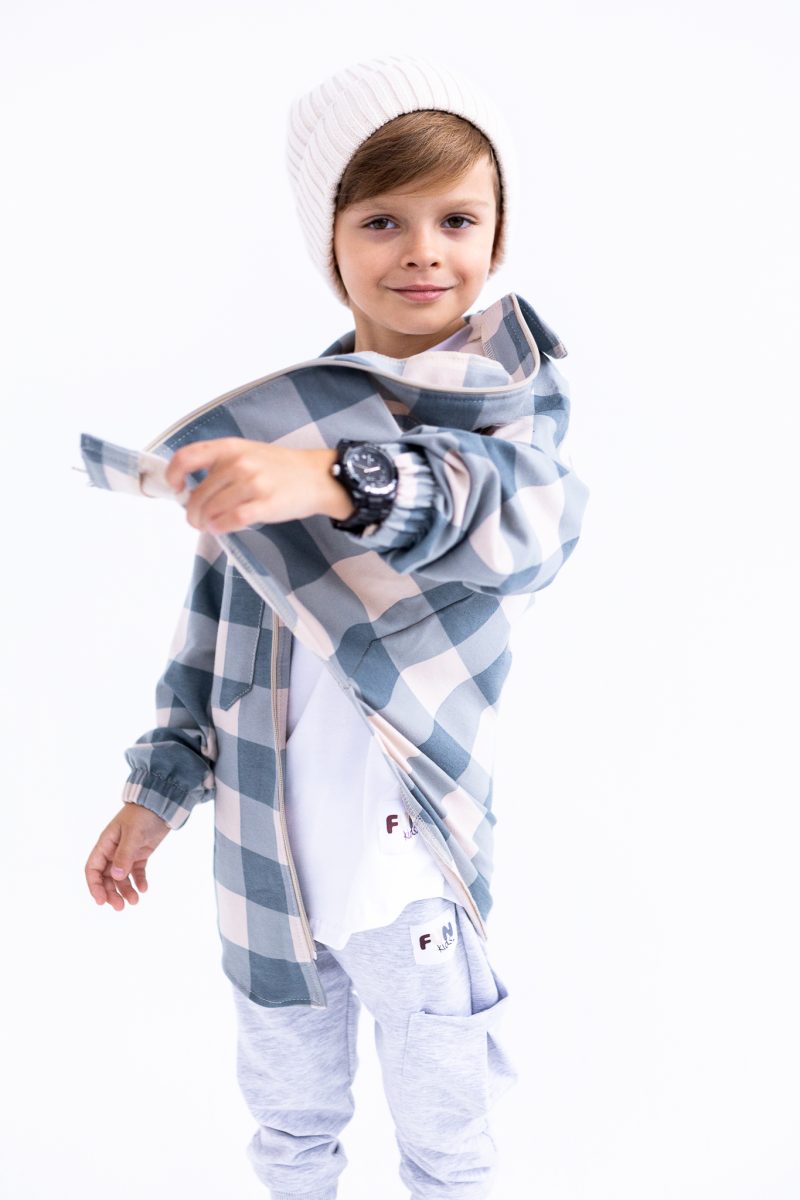 KOSZULA W KRATĘ PASTEL NIEBIESKO-BEŻOWA FUNKIDS