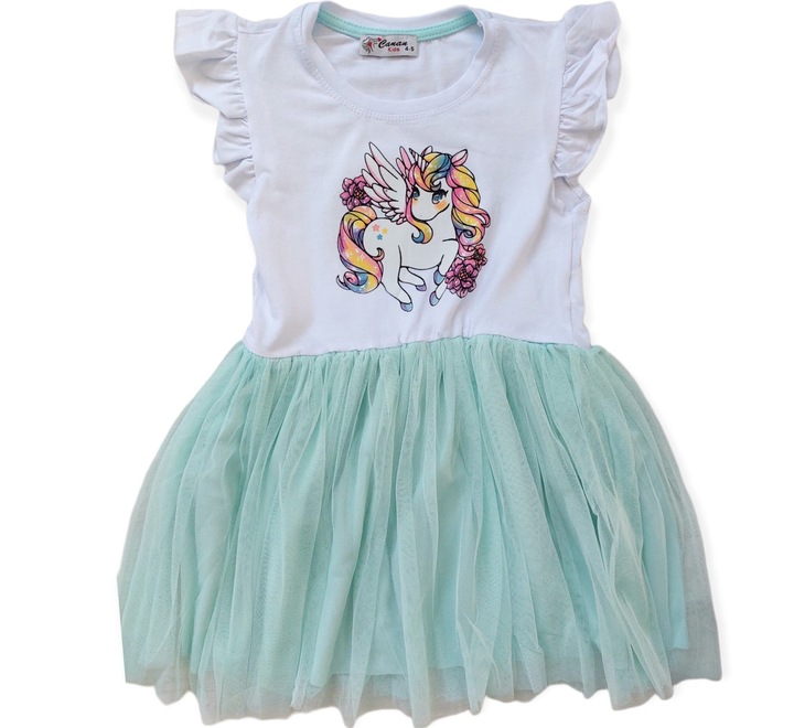 Sukienka z jednorożcem miętowy tiul