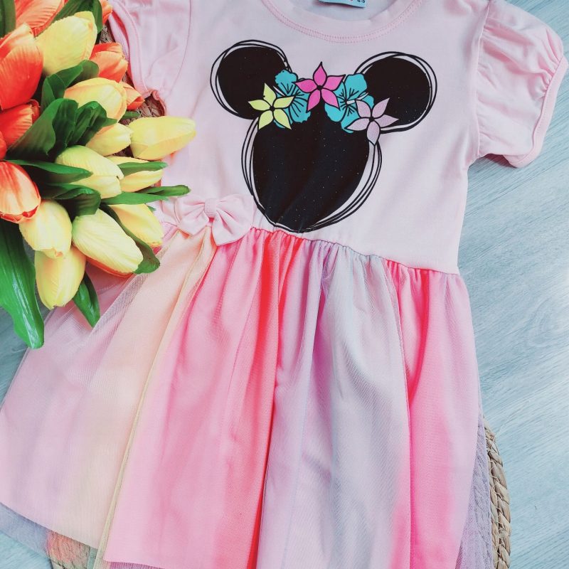 Sukienka z myszką tęczowy tiul