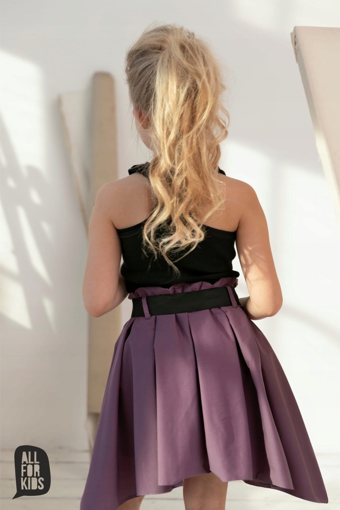 Fioletowa spódnica z paskiem