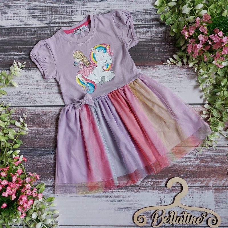 Sukienka jednorożec tęczowy tiul