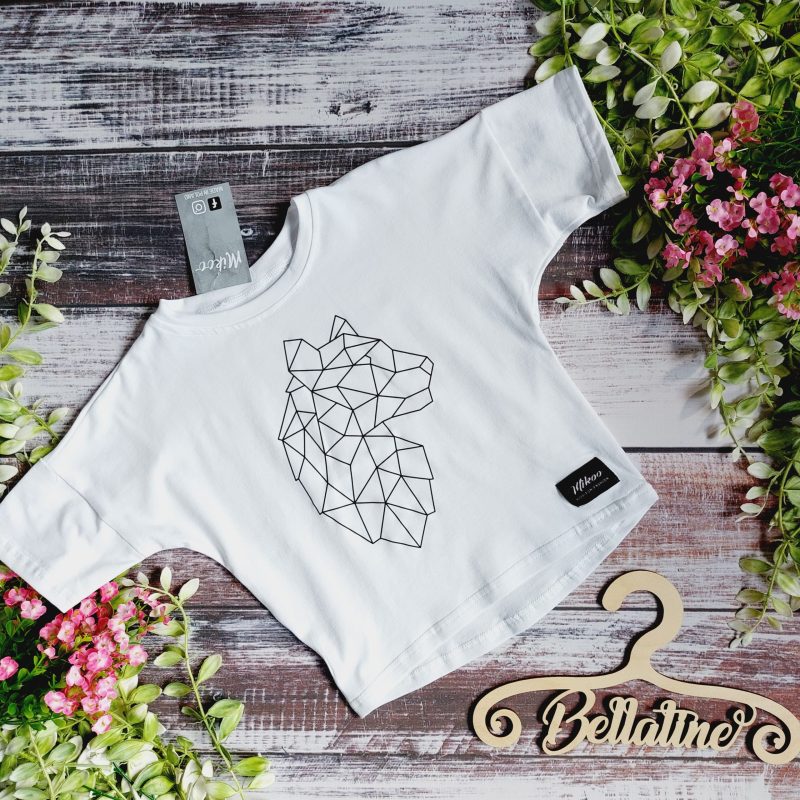 T-shirt nietoperz pantera biały Mikoo