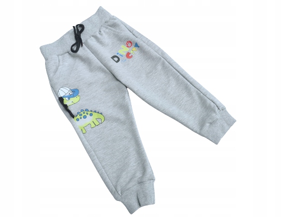 Szare spodnie dresowe z dinozaurem