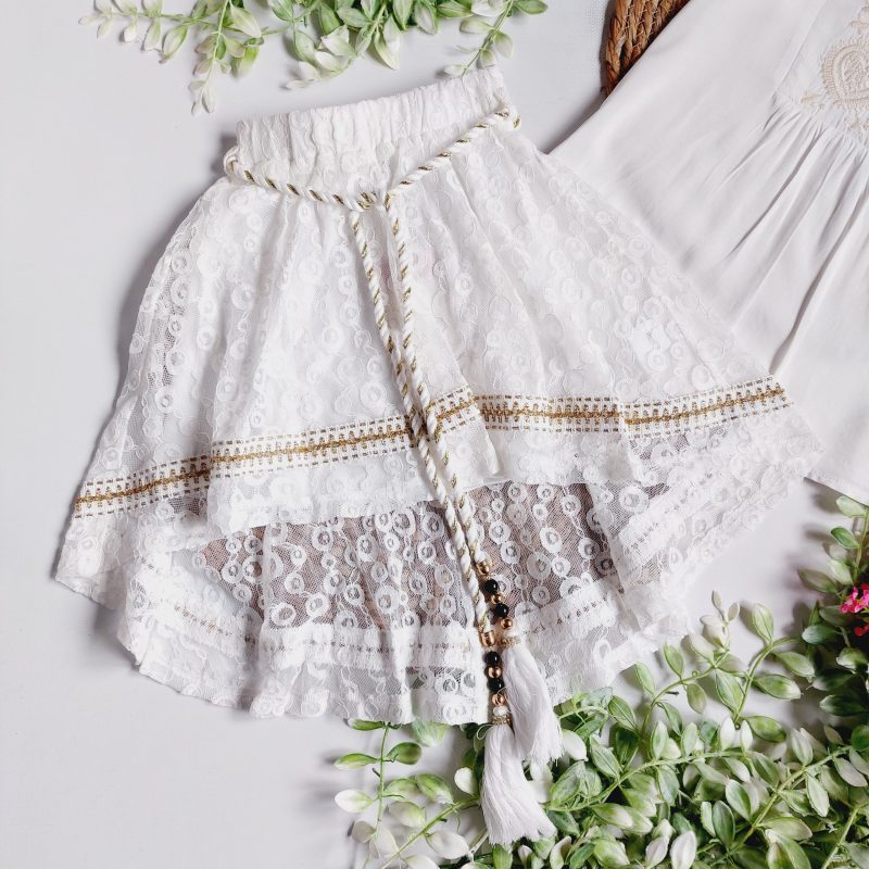 Biała spódnica boho z dłuższym tyłem