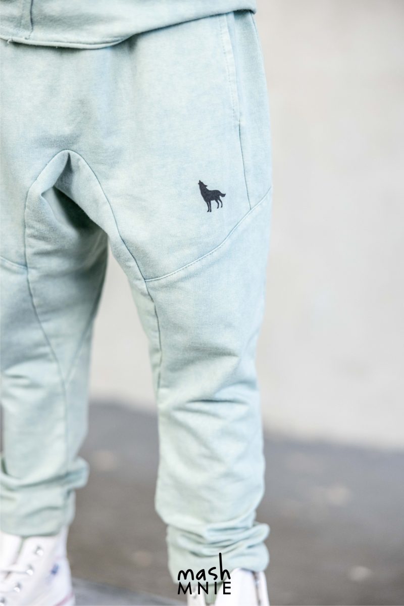 Miętowe spodnie vintage wash MashMnie