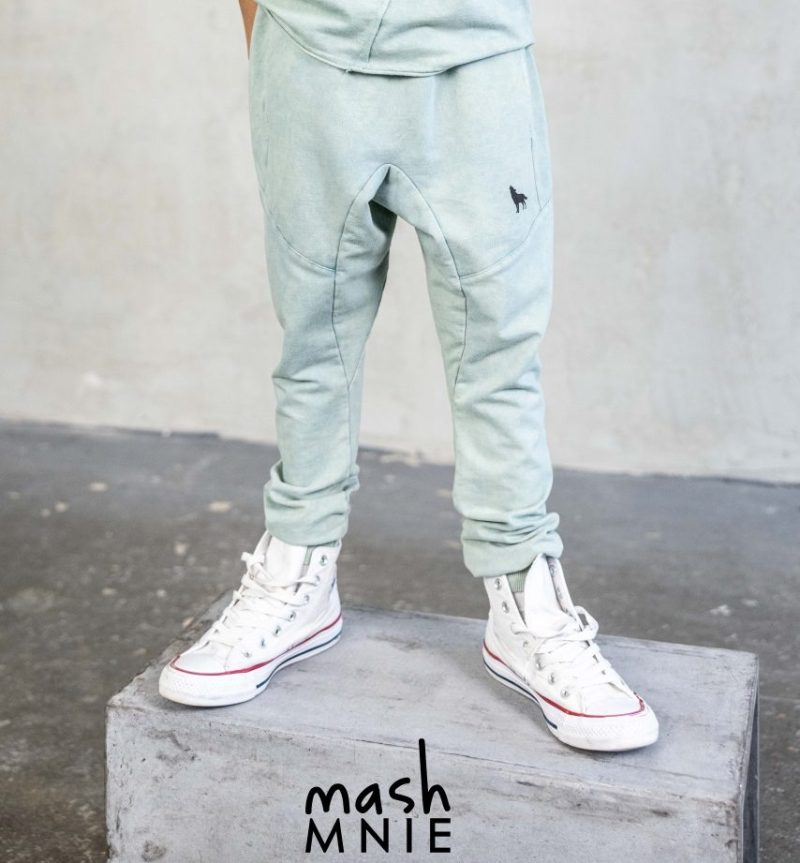 Miętowe spodnie vintage wash MashMnie