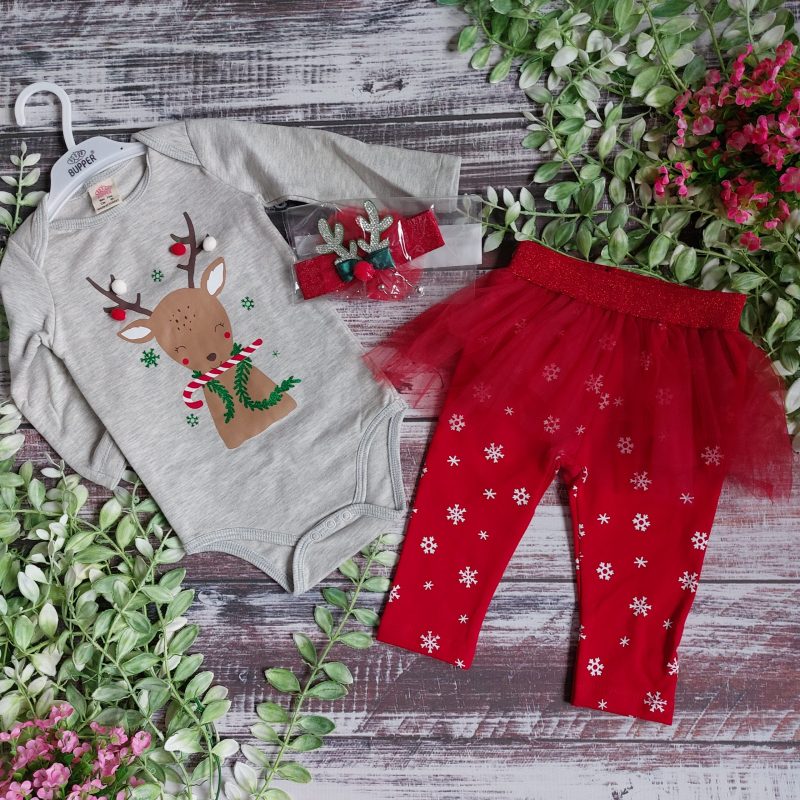 Komplet Świąteczny body szare