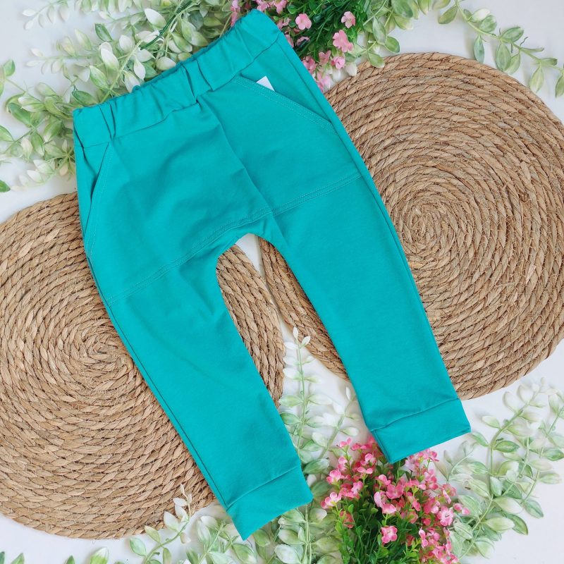 Spodnie baggy turkusowe