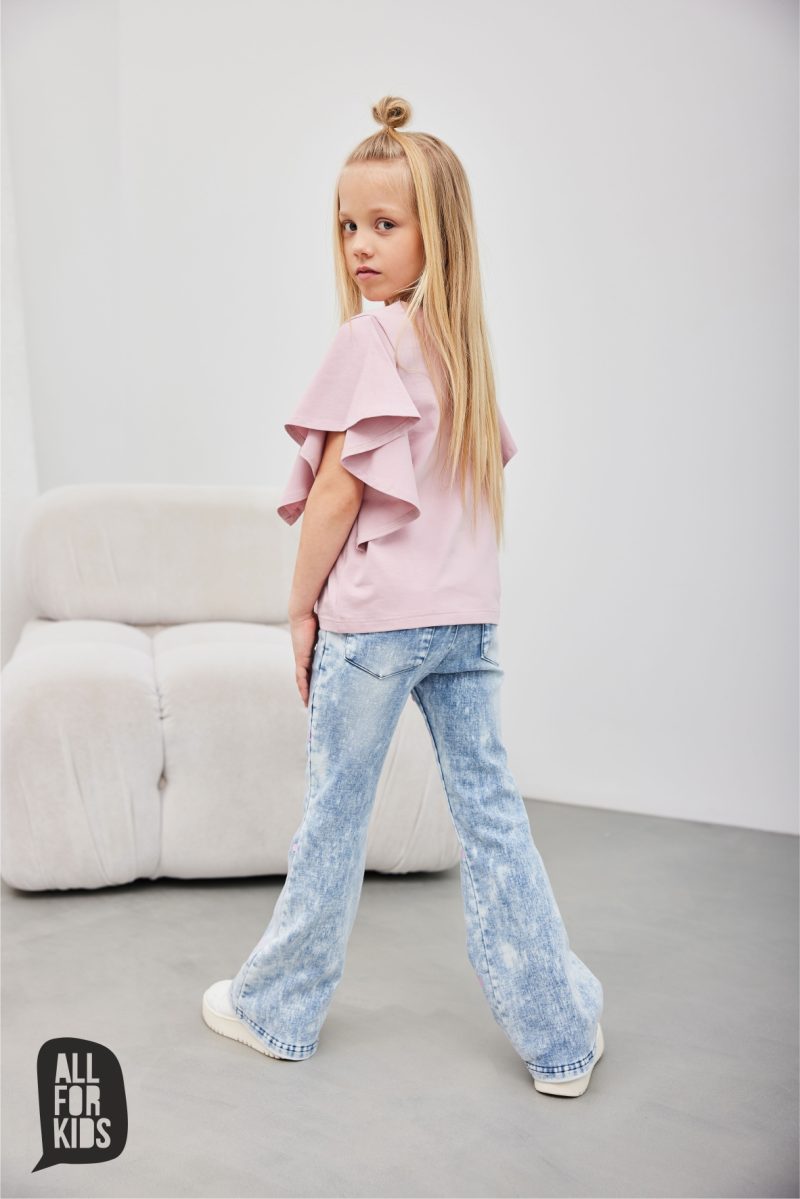 Bluzka różowa falbankowe rękawy