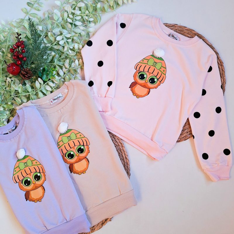 Ocieplana bluza sówki z pomponem