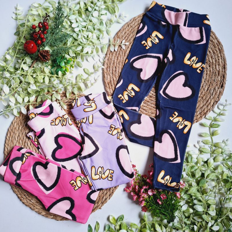 Leginsy wafelkowe serca lekko ocieplane