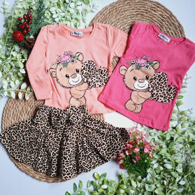 Komplet bluzka z misiem i spódniczka