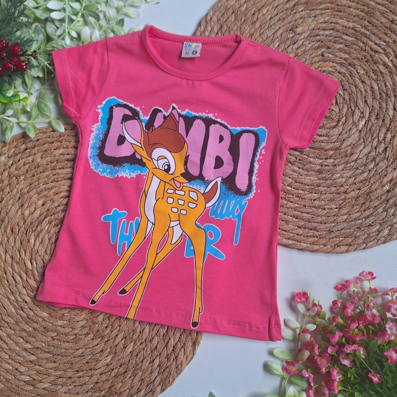 Różowa bluzka krótki rękaw Bambi