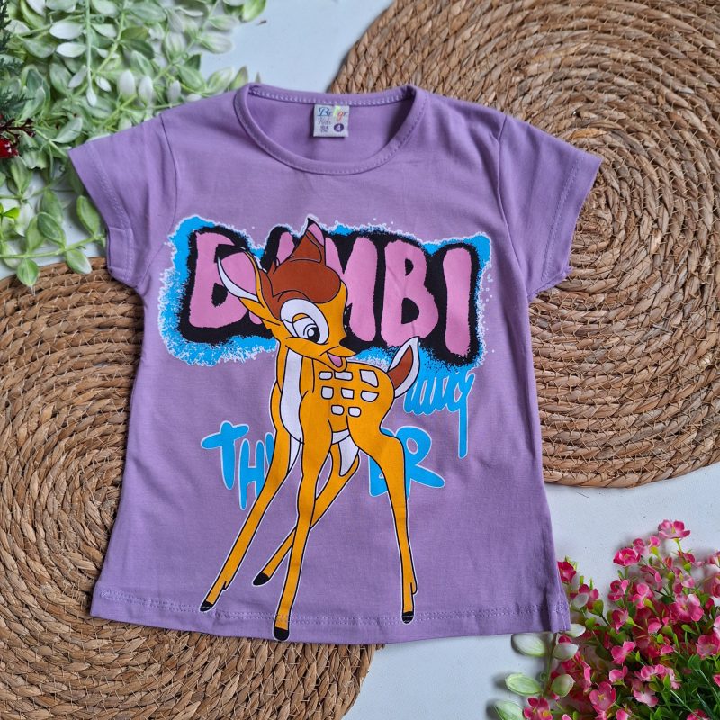 Fioletowa bluzka krótki rękaw Bambi