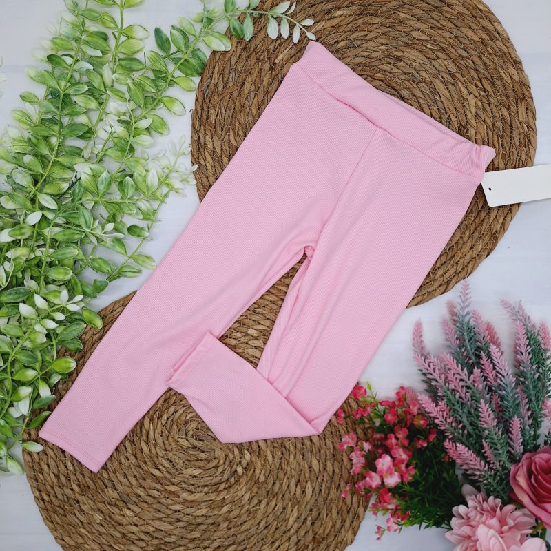 Leginsy prążkowane gładkie różowe