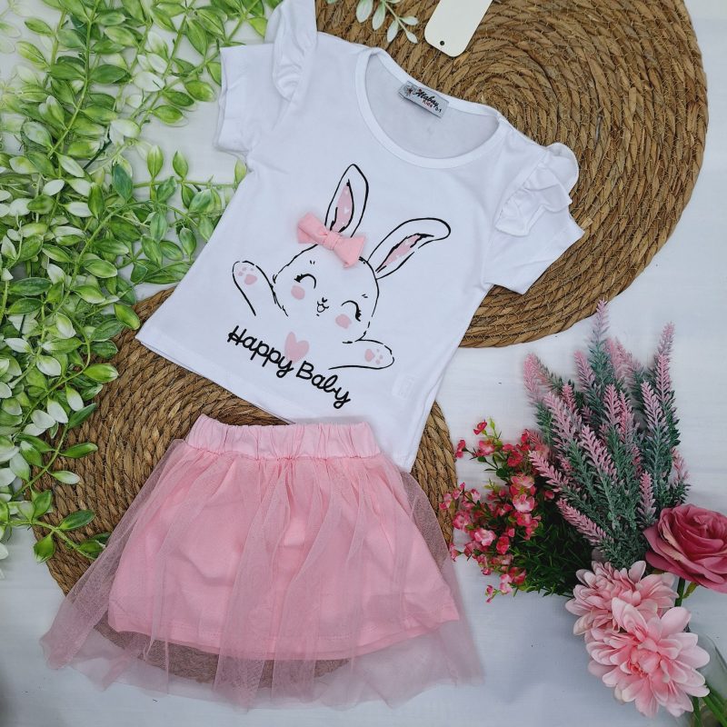 Komplet ze spódniczką cukierkowy Króliczek