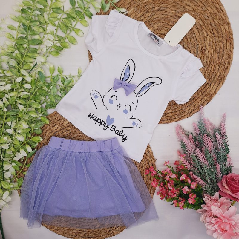 Komplet króliczek spódniczka tiul fiolet