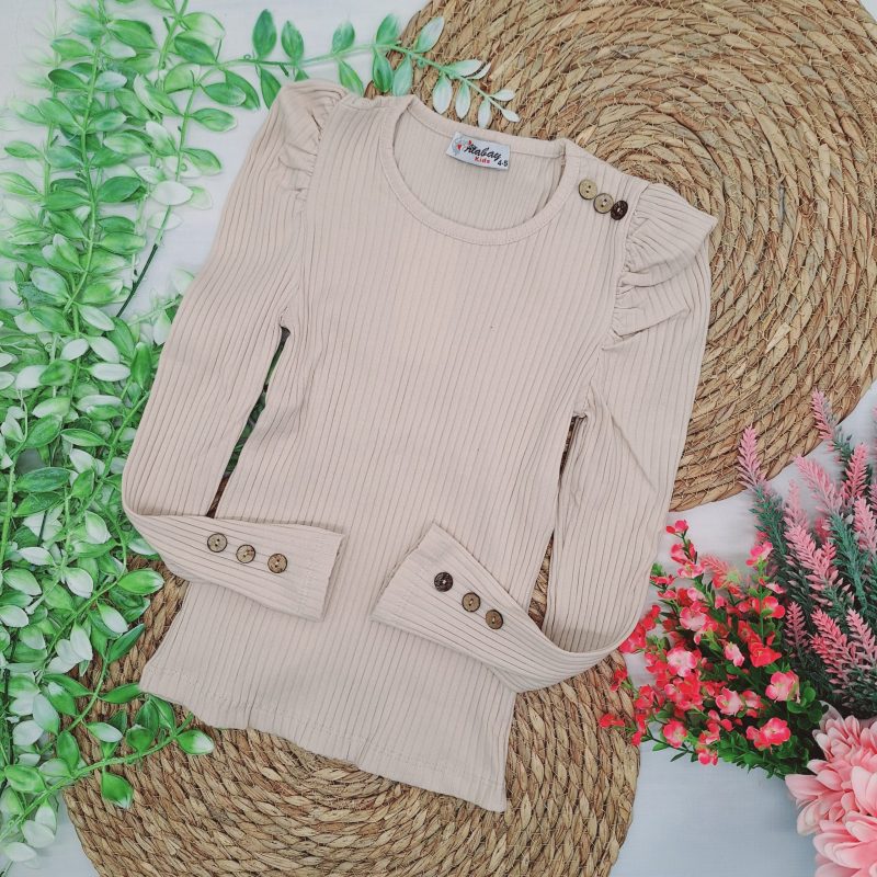 Beżowa bluzka prążek z guziczkami