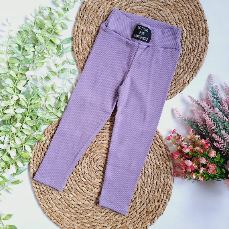 Fioletowe leginsy prążkowane Happiness