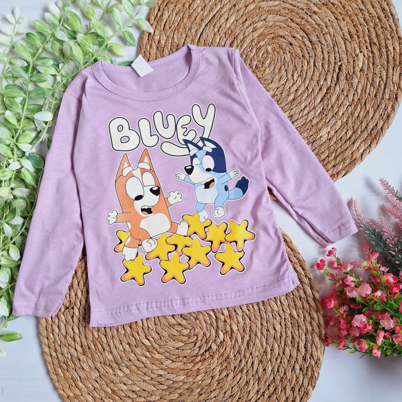 Bluzka Bluey gwiazdki fiolet