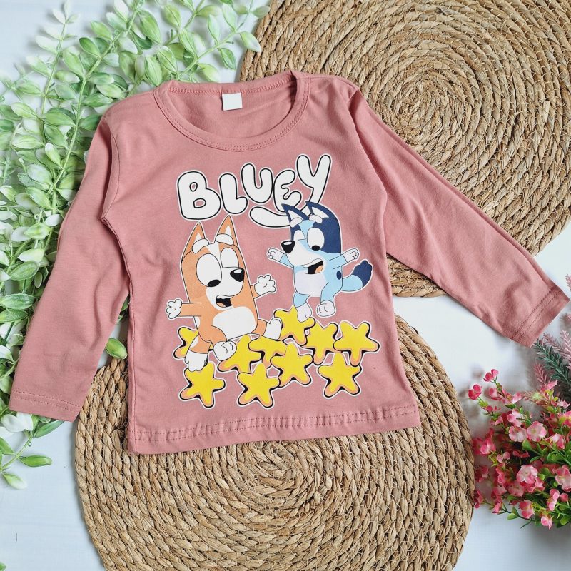 Bluzka Bluey gwiazdki brudny róż