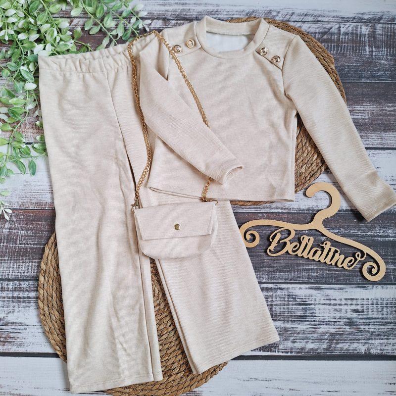 Komplet beżowy z torebką