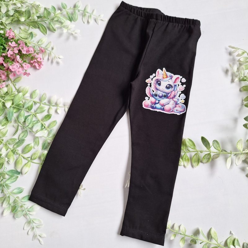 Czarne leginsy Unicorn & Stitch