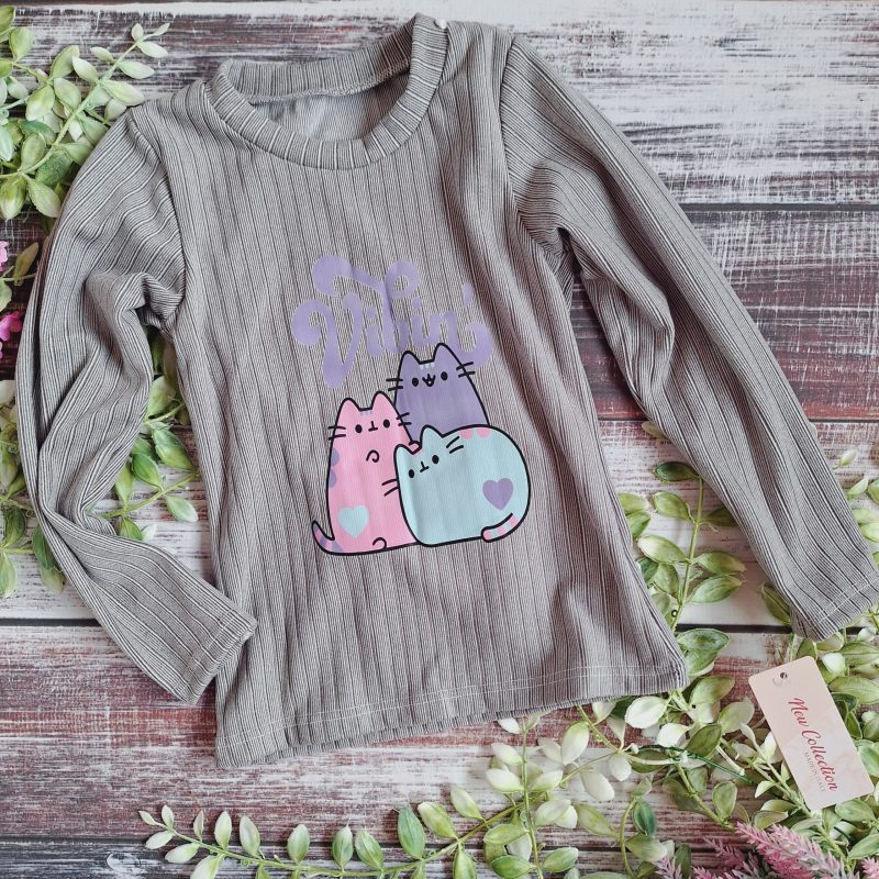 Szara bluzka prążek Pusheen