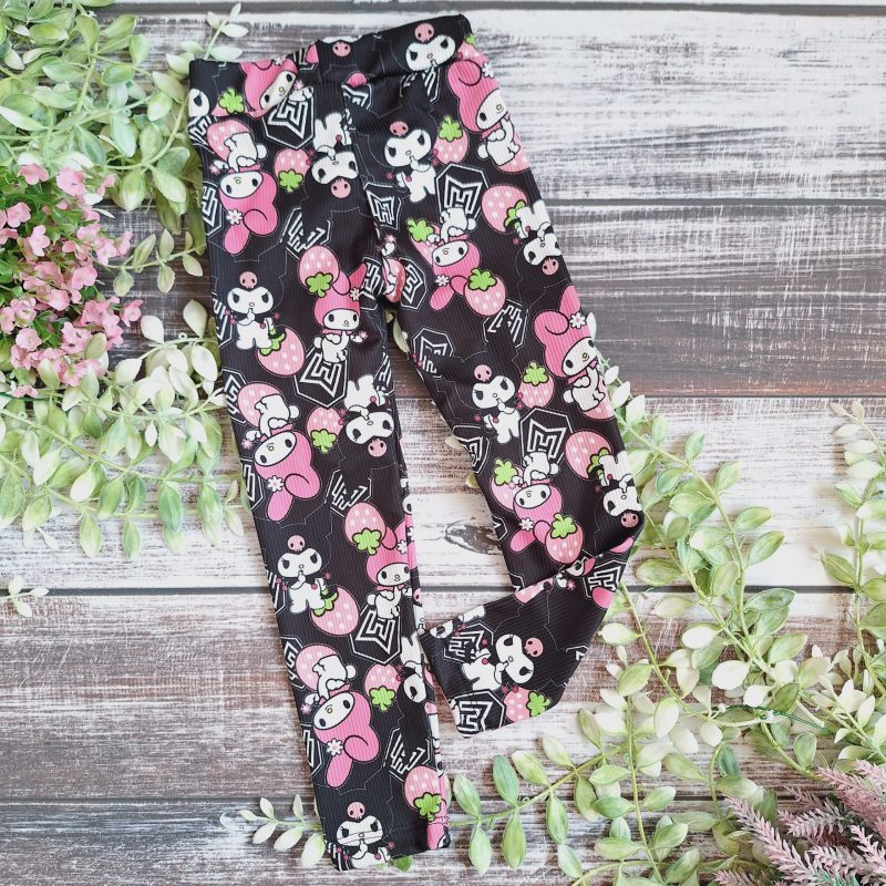 Leginsy prążkowane Kuromi truskawka