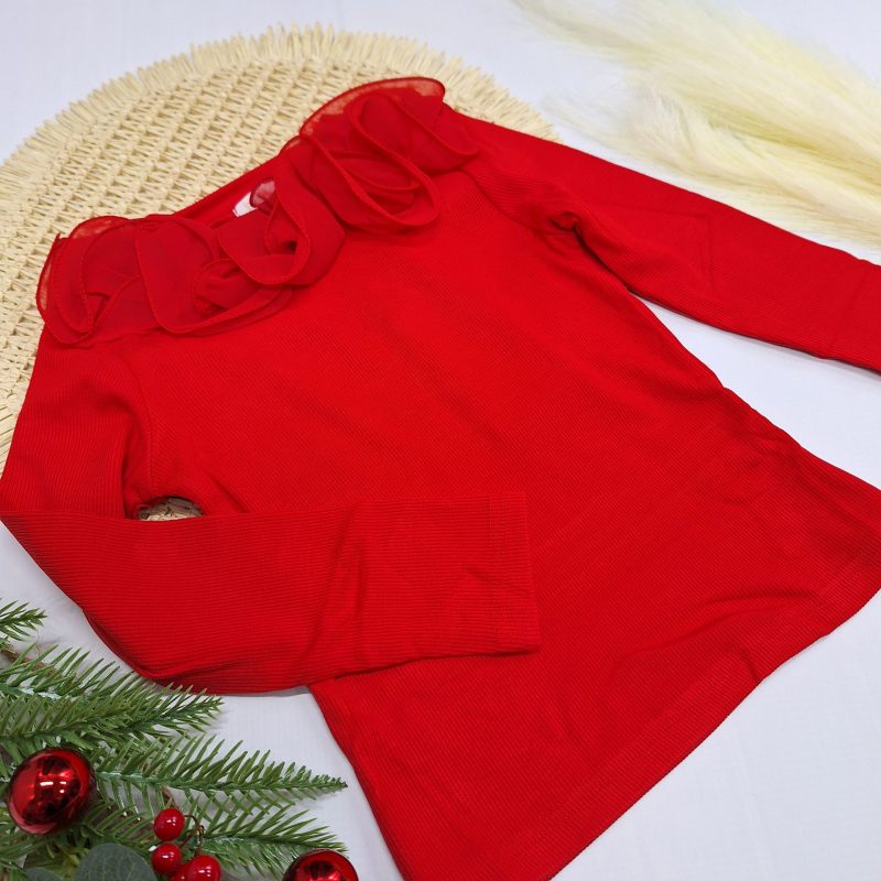 Czerwona bluzka prążek