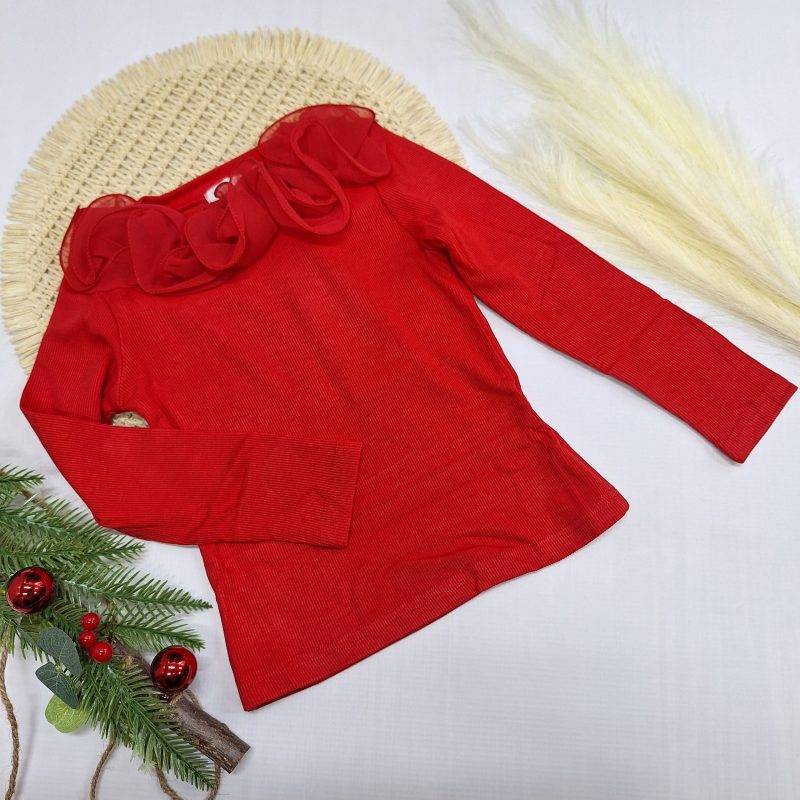 Czerwona bluzka prążek