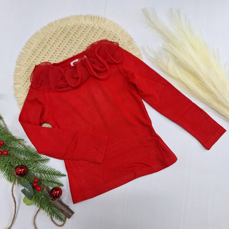 Czerwona bluzka prążek