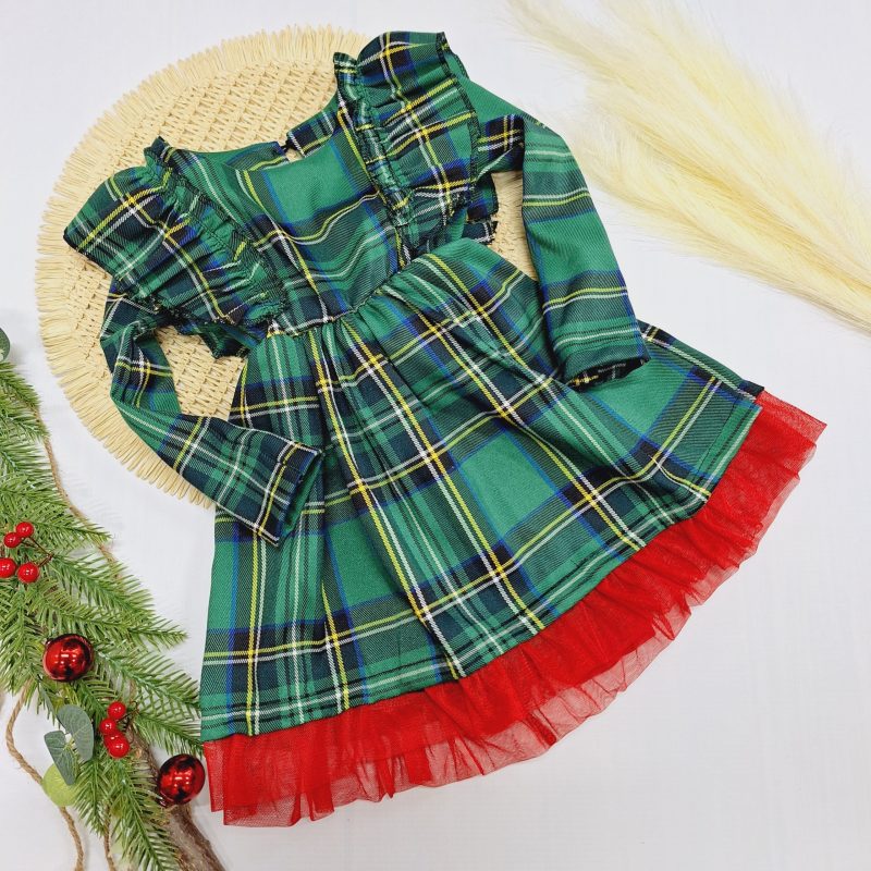 Zielona sukienka w krateczkę