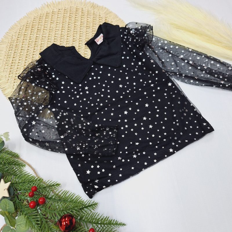 Czarna bluzka w gwiazdki