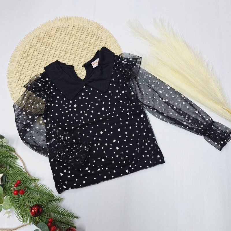 Czarna bluzka w gwiazdki
