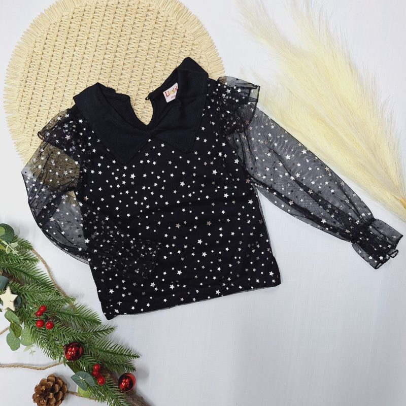 Czarna bluzka w gwiazdki