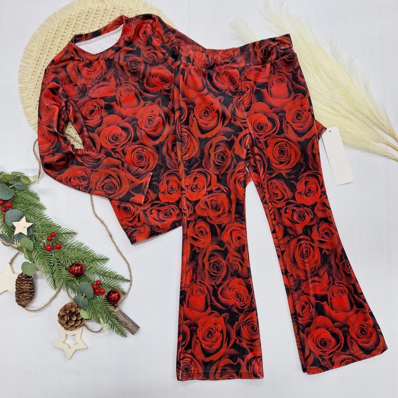 Komplet welurowy róże