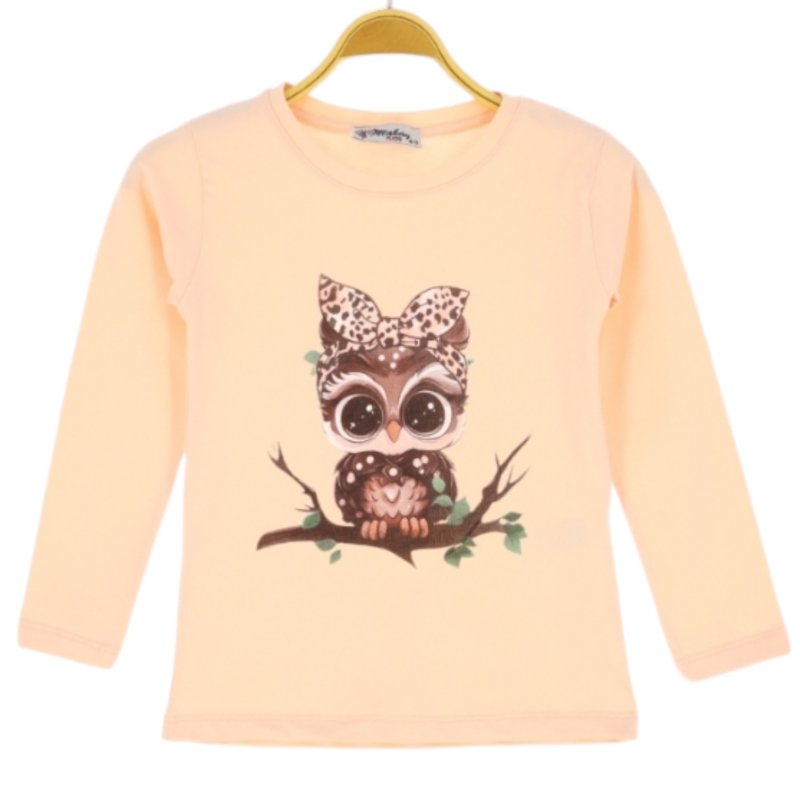 Pudrowa bluzka z sówką